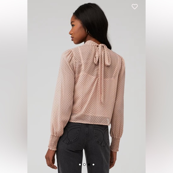 NWT MINKPINK Be Someone Top Blush with Black Polka Dots and Tie Back Neck Sz XS - Picture 2 of 13